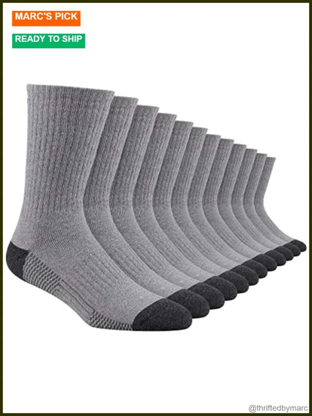 Men's Cotton Performance Athletic Crew Extra Heavy Cushion Socks 12 Pairs